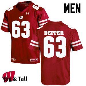 Men's Wisconsin Badgers NCAA #63 Michael Deiter Red Authentic Under Armour Big & Tall Stitched College Football Jersey NR31D24JQ